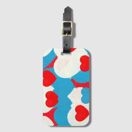 Étiquette À Bagage Coeurs d'amour (Devant Vertical)