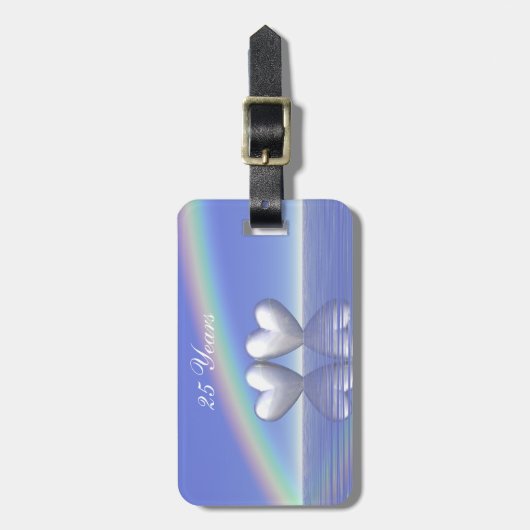 Étiquette À Bagage Coeurs d'argent du 25e anniversaire (Devant Vertical)