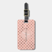 Étiquette À Bagage Coeurs de cuivre métallique rose Girly Script Mono (Devant Vertical)