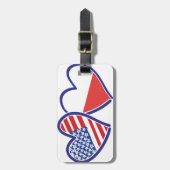 Étiquette À Bagage Cœurs de drapeau USA Pologne (Devant Vertical)