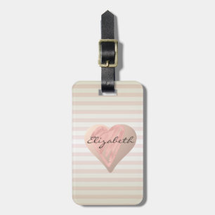 Étiquette À Bagage Cœurs de fille chic ,Rayures - Personnalisé