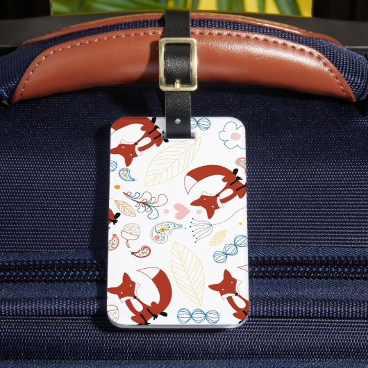 Étiquette À Bagage Coeurs de Fox mignonne tirant à la main en bleu ja (Insitu Rectoal 2)