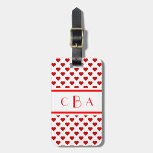 Étiquette À Bagage Coeurs de monogramme