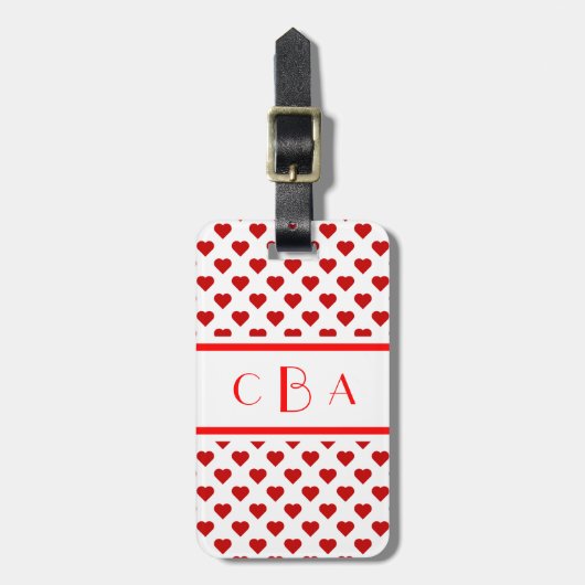 Étiquette À Bagage Coeurs de monogramme (Devant Vertical)