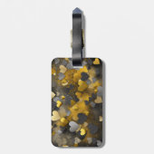 Étiquette À Bagage Coeurs de parties scintillant gris jaune noir (Dos Vertical)