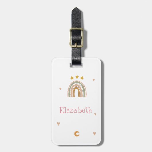 Étiquette À Bagage Coeurs des étoiles arc-en-ciel mignons (Devant Vertical)