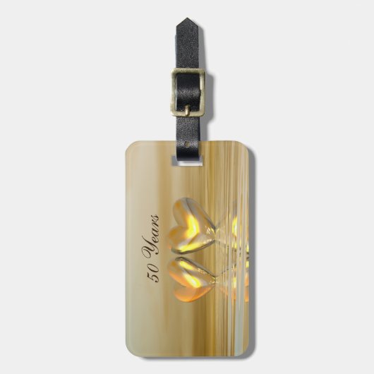 Étiquette À Bagage Coeurs d'or (Devant Vertical)