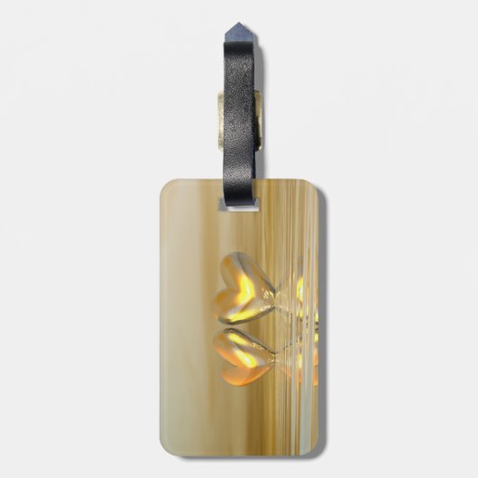 Étiquette À Bagage Coeurs d'or (Dos Vertical)