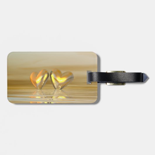 Étiquette À Bagage Coeurs d'or (Dos horizontal)