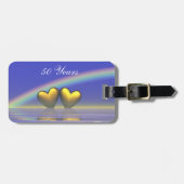 Étiquette À Bagage Coeurs d'or du 50e anniversaire (Devant horizontal)