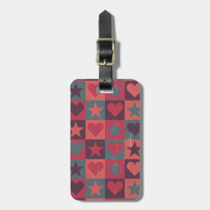 Étiquette À Bagage Coeurs Et Étoiles Motif Rose