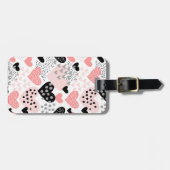 Étiquette À Bagage Coeurs et points tirés à la main ID Motif471 (Devant horizontal)