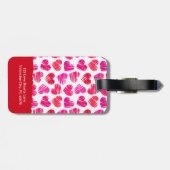 Étiquette À Bagage Coeurs griffés rouges et roses modernes Valentine  (Dos horizontal)