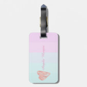 Étiquette À Bagage Coeurs, Monogramme rayé Ombre Personnalisé (Dos Vertical)