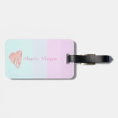 Étiquette À Bagage Coeurs, Monogramme rayé Ombre Personnalisé (Dos horizontal)