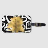 Étiquette À Bagage Coeurs Motif et Golden Foil (Devant Horizontal)