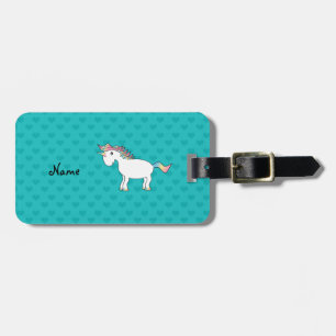 Étiquette À Bagage Coeurs nommés personnalisés de turquoise de