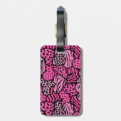 Étiquette À Bagage Coeurs posters de animaux roses et noirs (Dos Vertical)