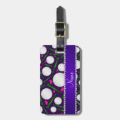 Étiquette À Bagage Coeurs pourpres nommés personnalisés de tee - (Devant Vertical)