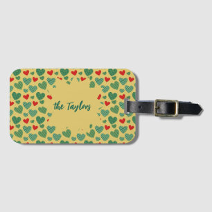 Étiquette À Bagage Coeurs remplis de motif