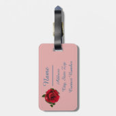 Étiquette À Bagage Coeurs roses Roses rouges Romantique Personnaliser (Dos Vertical)