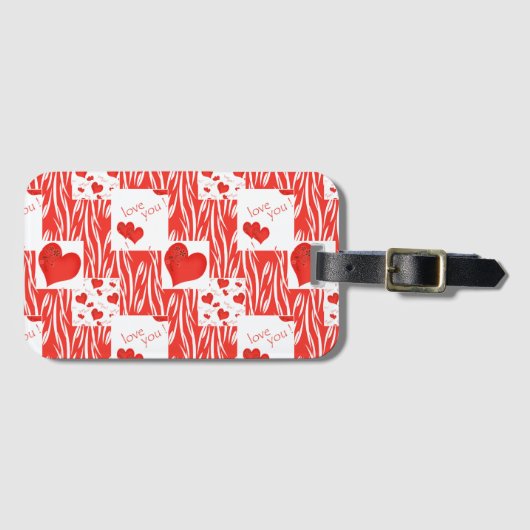 Étiquette À Bagage Coeurs rouges, amour. (Devant Horizontal)