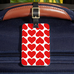Étiquette À Bagage Coeurs rouges Motif, Romantique, Amour