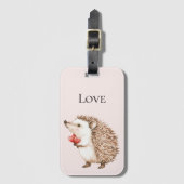 Étiquette À Bagage Coeurs rouges rose vif Hérisson Amour (Devant Vertical)