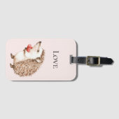 Étiquette À Bagage Coeurs rouges rose vif Hérisson Amour (Devant Horizontal)