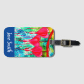 Étiquette À Bagage Coeurs saignants fleurs art (Devant Horizontal)