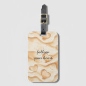 Étiquette À Bagage Cœurs tropicaux dans la plage de sable   (Devant Vertical)