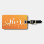 Étiquette À Bagage Coiffeur Salon de maquillage Chic Orange Ciseaux o (Devant horizontal)