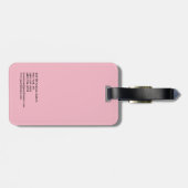 Étiquette À Bagage Coiffeuse professionnelle sobre rose feminine (Dos horizontal)
