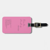 Étiquette À Bagage Coiffure professionnelle sobre rose féminin (Devant horizontal)