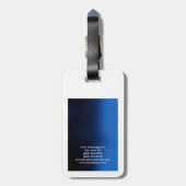Étiquette À Bagage Coin arrondi Bleu Blanc Élégant Moderne (Dos Vertical)