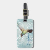 Étiquette À Bagage Colibri avec l'arrière - plan de Flourish (Devant Vertical)