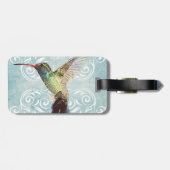 Étiquette À Bagage Colibri avec l'arrière - plan de Flourish (Dos horizontal)