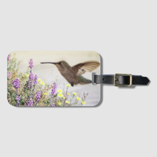 Étiquette À Bagage Colibri et Fleurs Sauvages **Personnaliser**