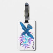 Étiquette À Bagage Colibri Floral Art Déco (Dos Vertical)
