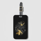 Étiquette À Bagage Colibri noir et or (Devant Vertical)