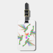 Étiquette À Bagage Colibris Arc-En-Ciel Embrasser Une Fleur (Devant Vertical)