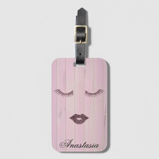 Étiquette À Bagage Coll rose doux (Devant Vertical)