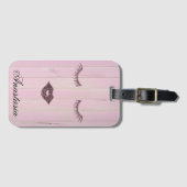 Étiquette À Bagage Coll rose doux (Devant Horizontal)