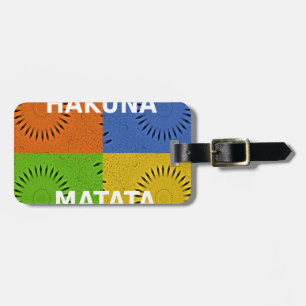Étiquette À Bagage Collage d'art pop coloré et message "Hakuna Matata