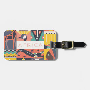 Étiquette À Bagage Collage d'art symbolique africain