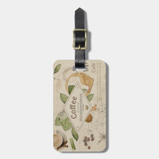 Étiquette À Bagage Collage de café (Devant Vertical)