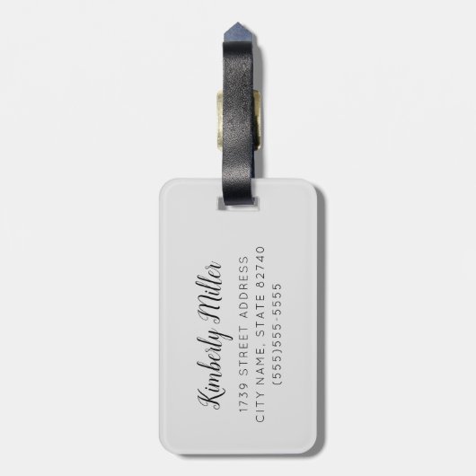 Étiquette À Bagage Collage de monogramme et de photo (Dos Vertical)