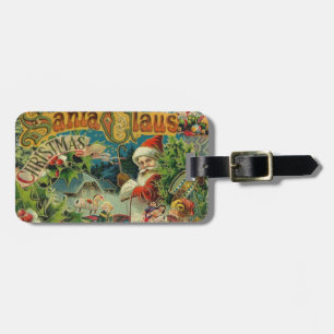 Étiquette À Bagage Collage de Noël victorien du Père Noël Antique