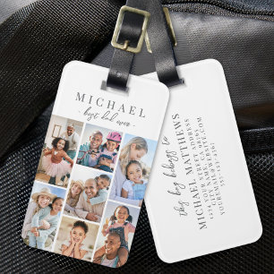 Étiquette À Bagage Collage de photos personnalisé pour Papa avec nom