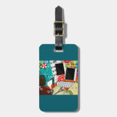 Étiquette À Bagage Collage de voyage avec des sites touristiques embl (Devant Vertical)